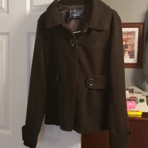 Black fitted pea coat.